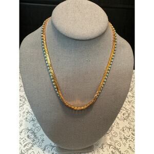 Turquoise Stone Goldtone Choker Necklace Vintage